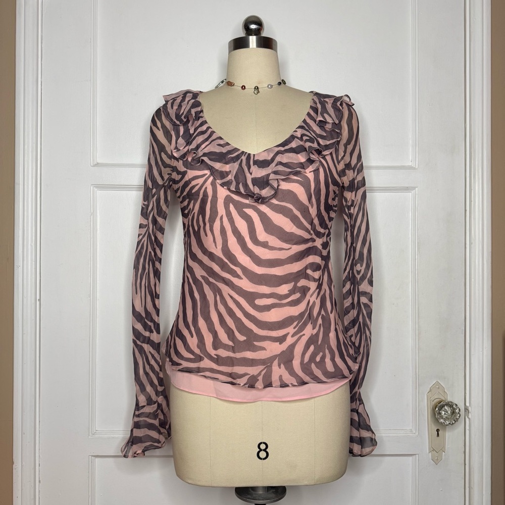 Pink zebra silk blouse